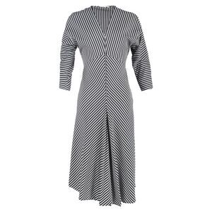 Maje Rava Striped Twill Midi Dress In Black Viscose